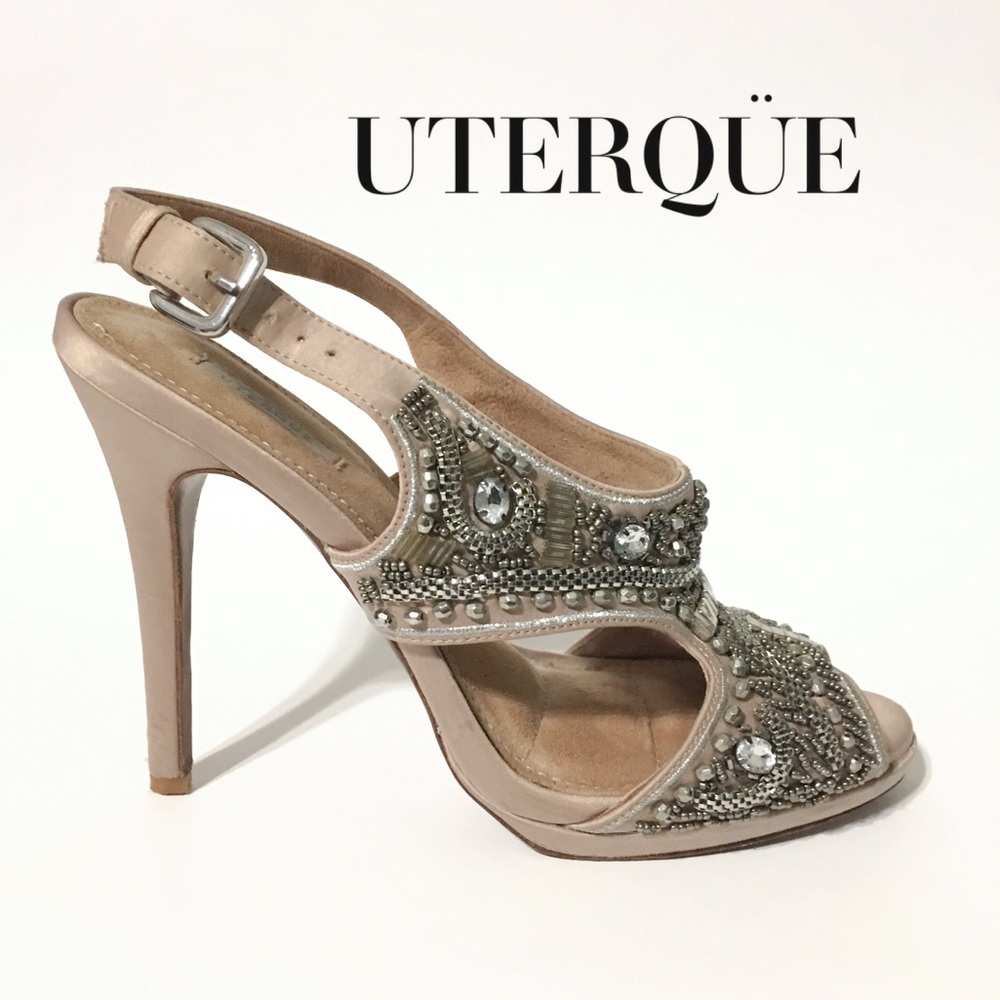 Authentic UTERQUE Beaded Heels Sandals